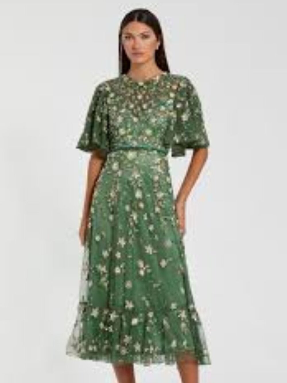Mac Duggal Beaded Cocktail Dress Sage Size 16 NWT